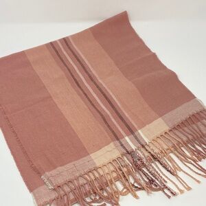 Lands' End Rose and Beige Striped Scarf
